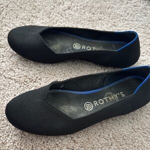 Rothy's Women's Black and Blue Detailed Flats - Size 8.5
